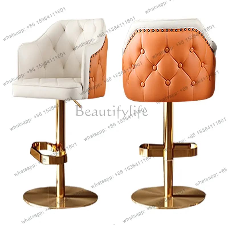Sgabelli da bar con gambe color oro arancione, minimalisti, unici, robusti, moderni, sgabelli da cucina, ergonomici, di design, Taburete Cocina, mobili di fascia alta