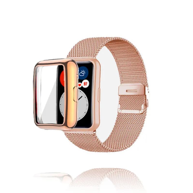 Cinturino per Huawei Watch Fit/Fit 2 Band con custodia protettiva per schermo Pellicola per bracciale in metallo per cinturino intelligente Accessori cinturino