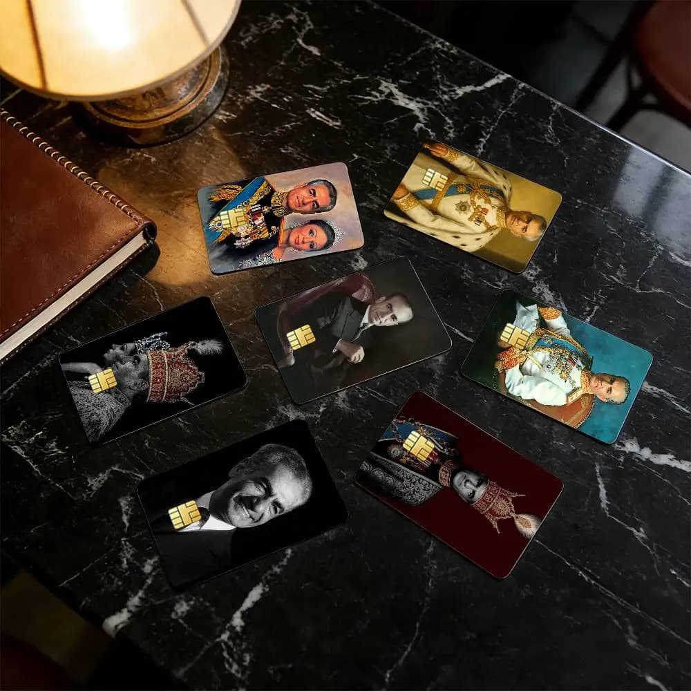 Adesivi HD impermeabili con chip piccolo per carte di credito M-Mohammad R-Reza P-Pahlavi-MRP Iran, decalcomania per carte da gioco