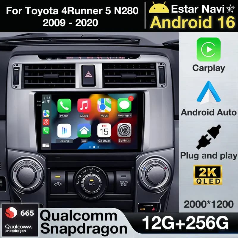 Android 16 Wireless Carplay per Toyota 4Runner 5 N280 2009 - 2020 WIFI Autoradio Video Navigazione Auto Stereo Multimedia GPS DSP