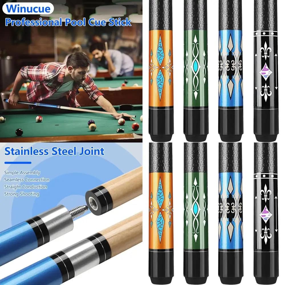 Stecca da Biliardo Premium in Legno d'Acero 58 con Impugnatura in Pelle, Puntali da 1M, 18-21 oz, Ideale per Biliardo Professionale e Giochi a 8/9 Palle