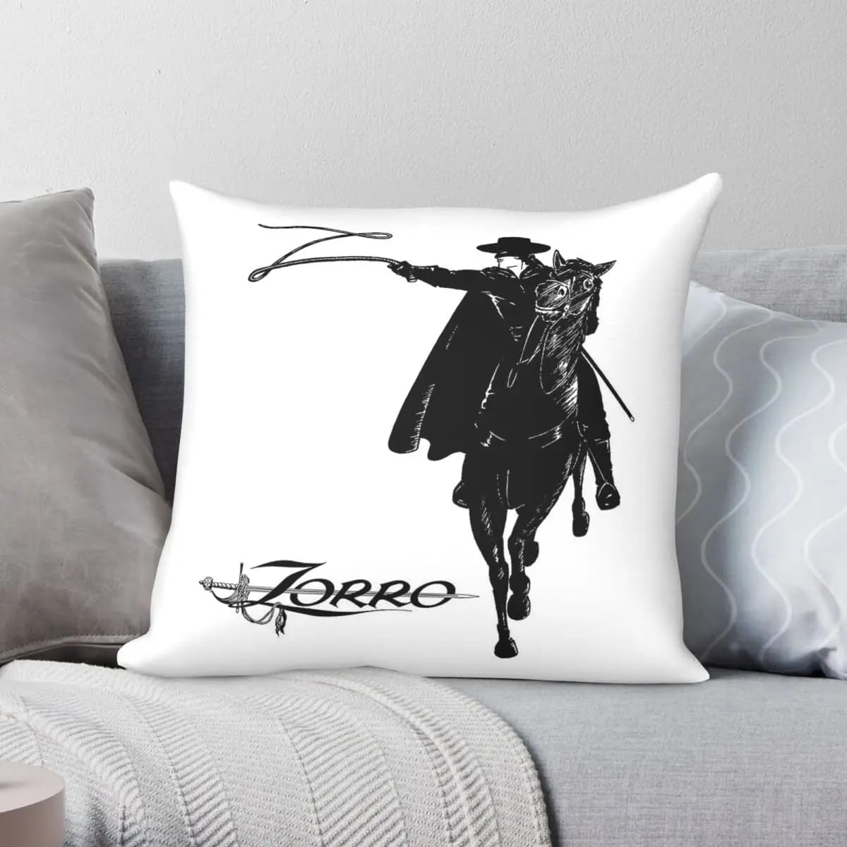 Fodera per cuscino Zorro Whip Of Z in poliestere, lino e velluto con cerniera decorativa, per divano, all'ingrosso