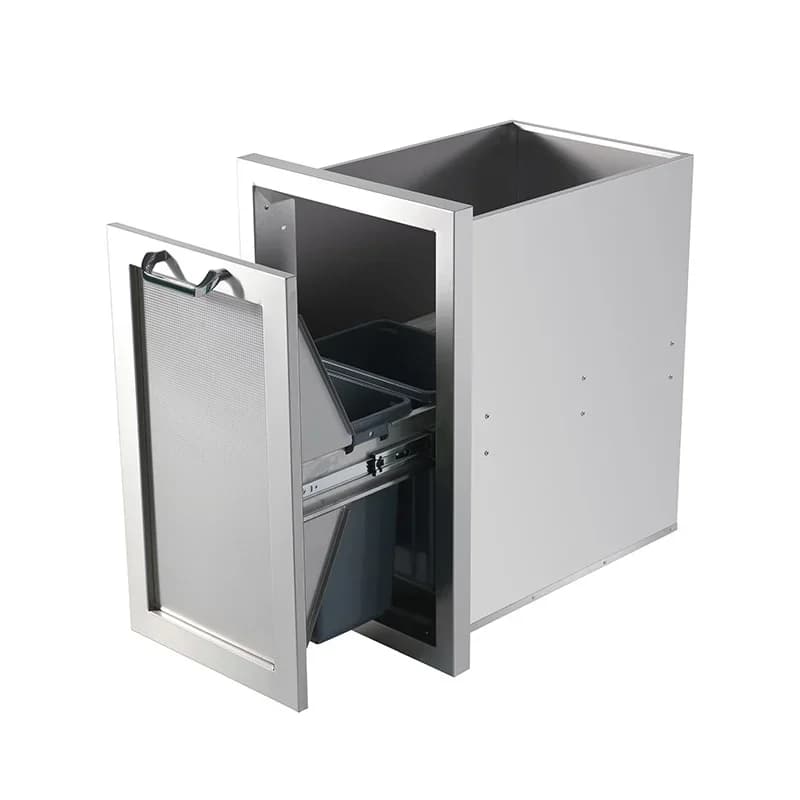 2026 Outdoor Kitchen Built in Recycle Bin 2 Compartment Garbage Can Stainless Steel Trash Can