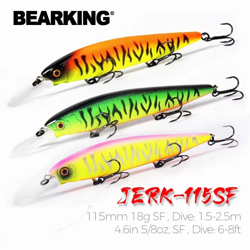 Esche artificiali Bearking M116 115mm 18g, nuovo arrivo, galleggiamento lento, per la pesca di lucci e persici.