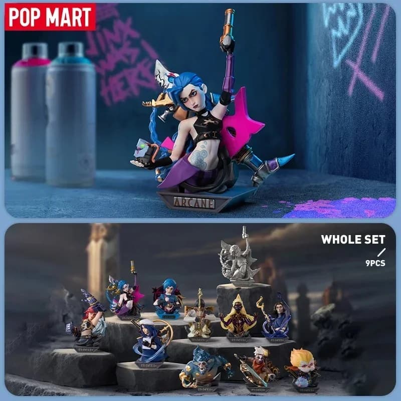 POP MART LEAGUE OF LEGENDS Serie ARCANE Blind Box Guess Bag Decorazione del desktop Modello carino Regalo Ragazza Giocattoli Anime