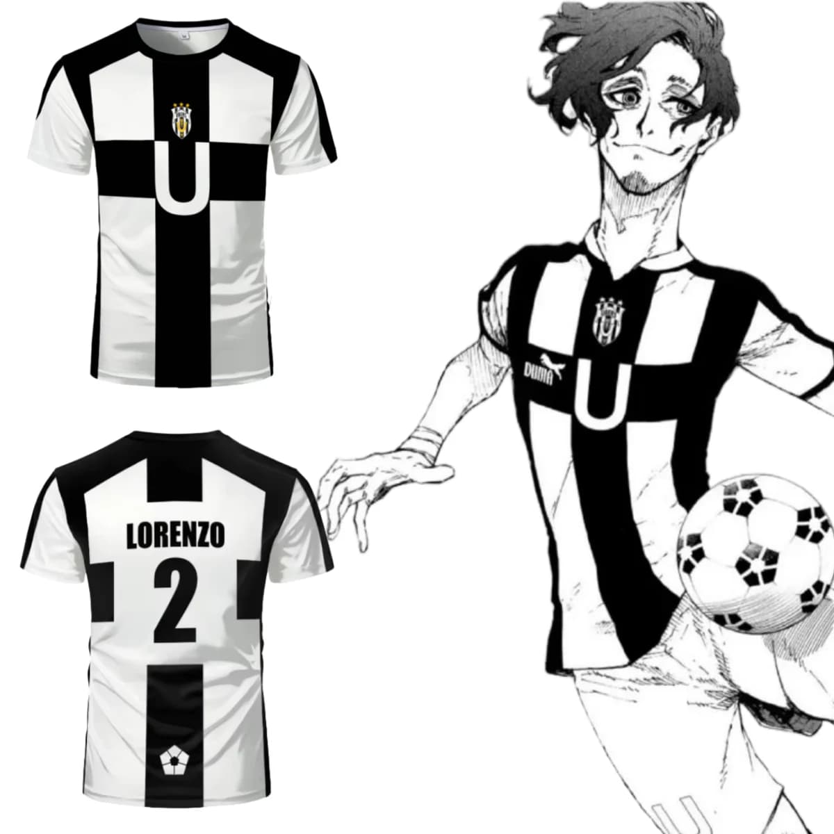 Don Lorenzo Anime # Maglia da cosplay Lorenzo numero 2 UBERS # 23 Costumi Cosplay AIKU # Divisa da Calcio 13 Barou con Stampa 3D