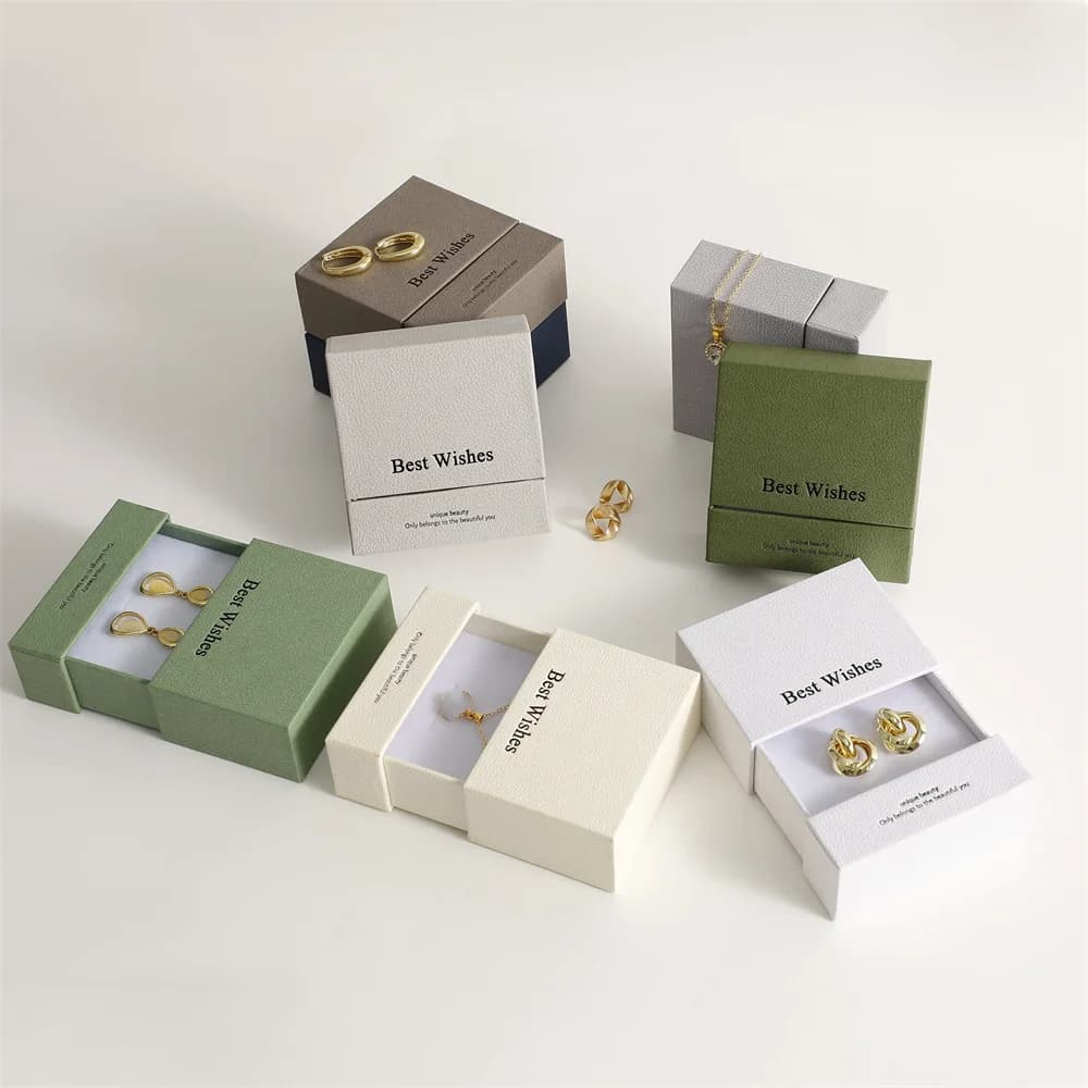 Cassetti di carta spessi scatole per imballaggio di gioielli anello collana bracciali custodia per orecchini custodia regalo 9x9x3.5cm scatola per gioielli