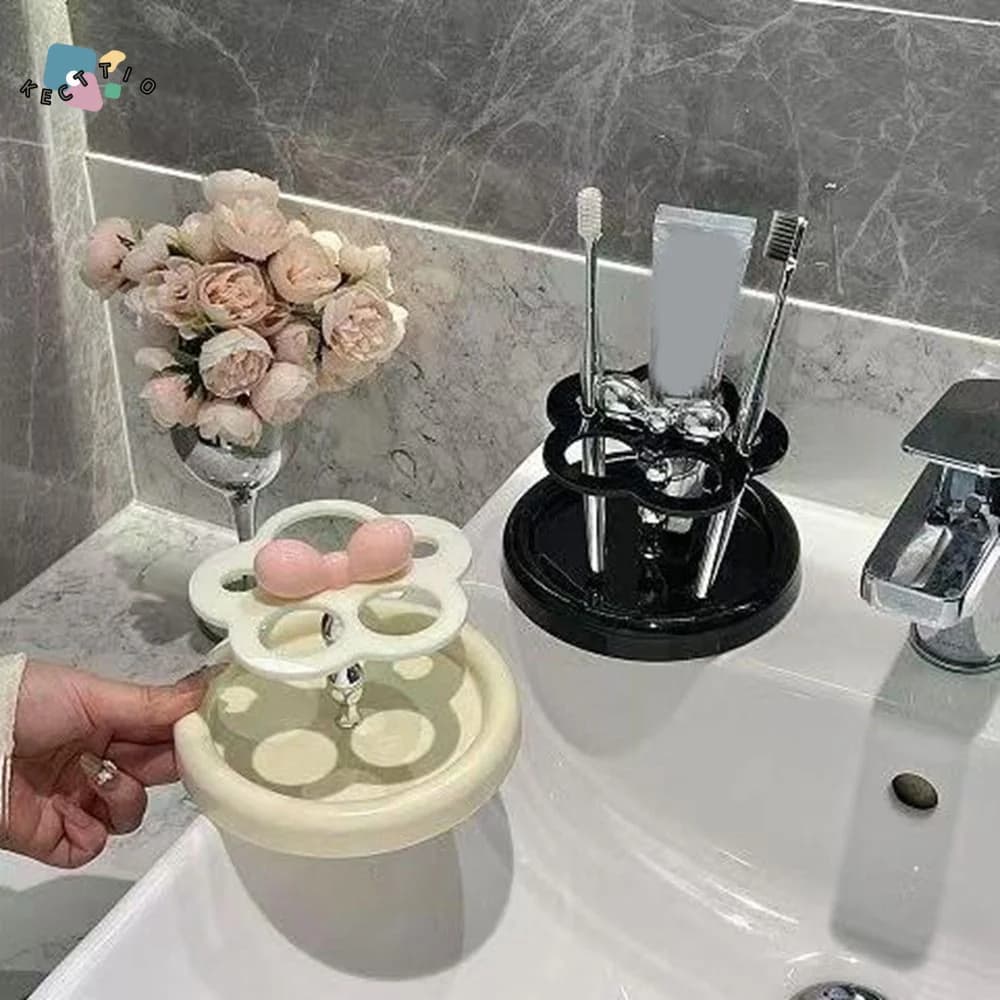 Portaspazzolino in Plastica Multifunzione Decorativo e Carino, Portaspazzolino Elettrico Impermeabile, Mensola per Lavabo, Organizzatore da Scrivania