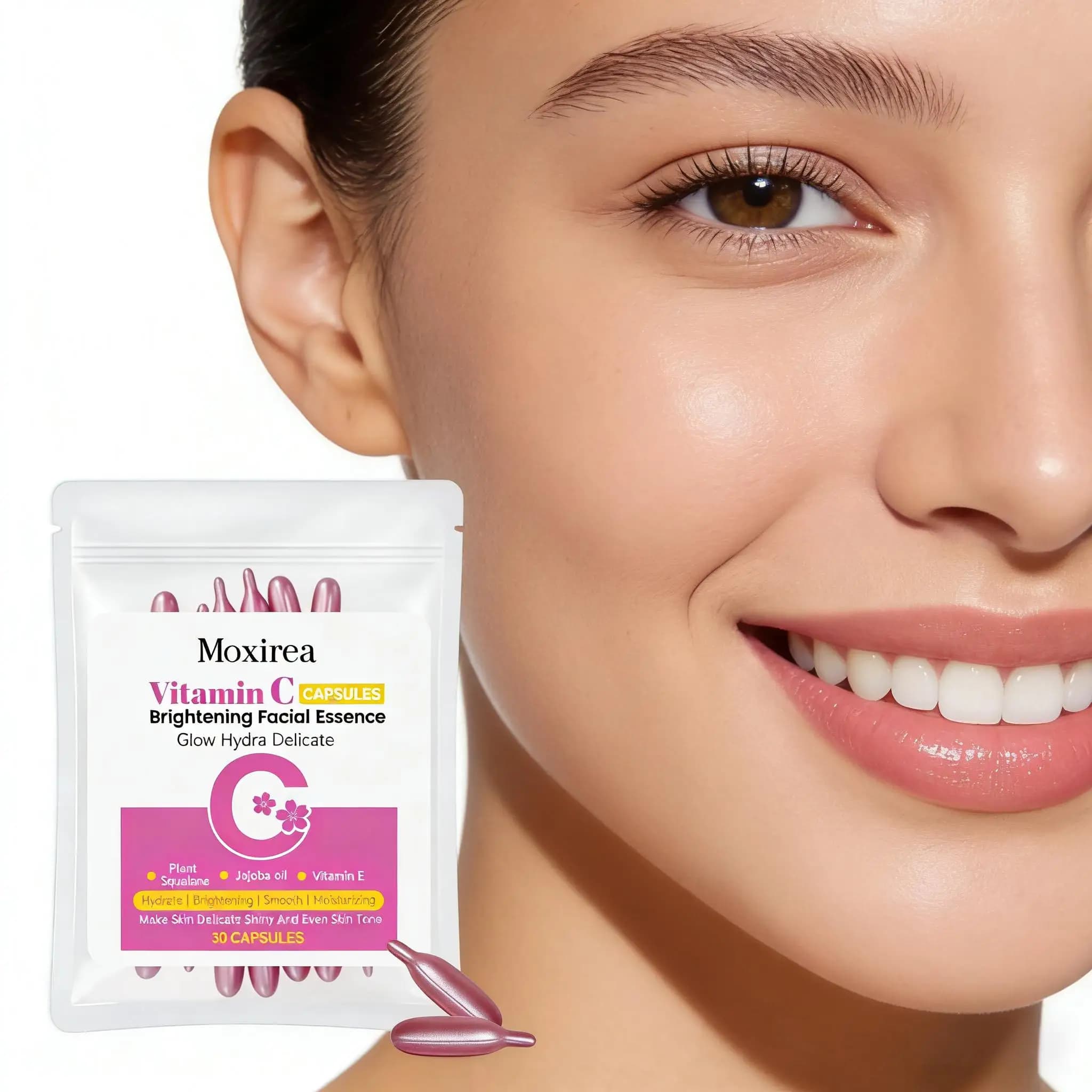 Vitamin C Whitening Essence, Removes Scures, Shrinks, Improves Dryness and Ruvida Skin, Hydrating Serum for Viso in Capsules