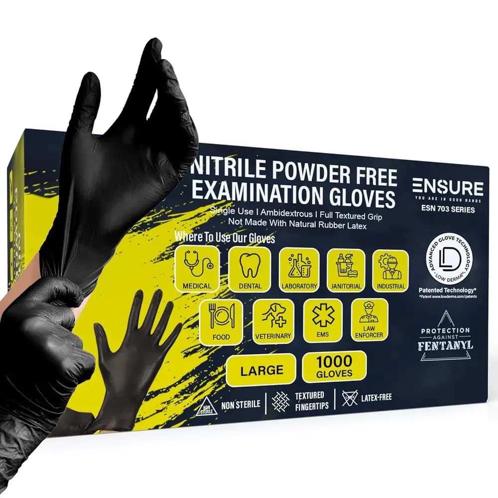 Guanti in Nitrile Resistenti da 7 Mil, Senza Lattice, Resistenti a Forature e Sostanze Chimiche, Monouso, Adatti per Settore Automobilistico, Industriale, Meccanico