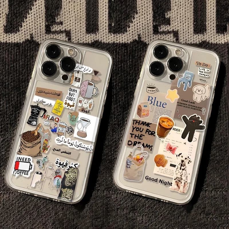 I Love Coffee Pattern Phone Case For iPhone 17 Air 16 15 14 11 Pro Max Plus 13 12 Mini Transparent Shockproof Soft Back Cover
