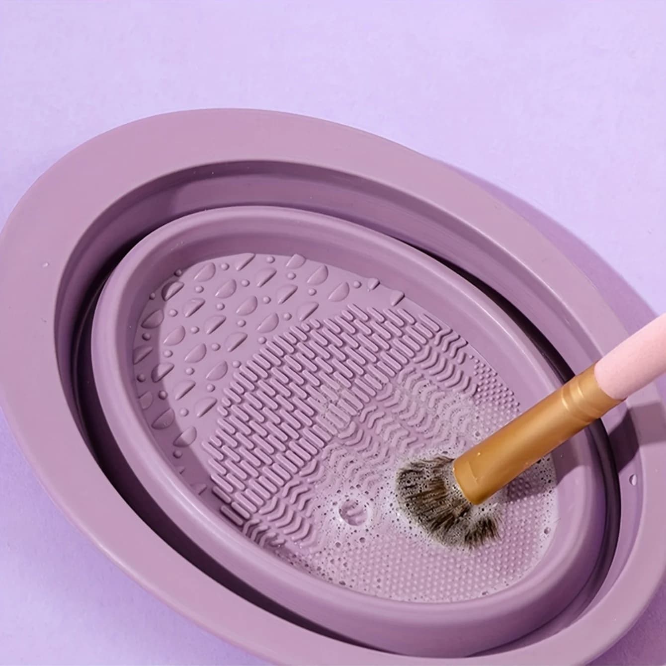 1 ciotola in silicone per la pulizia dei pennelli da trucco - Tampone lavante antigraffio per pennelli da trucco