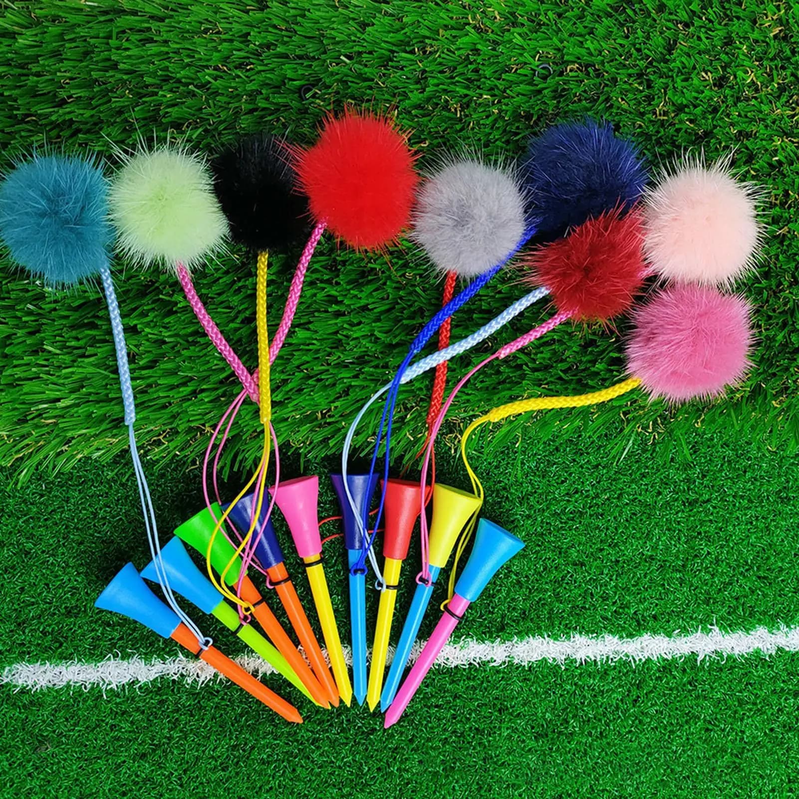 T-shirt da golf in gomma con palline in peluche imitazione visone da 4 cm Accessori da golf per gli amanti del golf Tee da golf 1 pz (colore casuale)