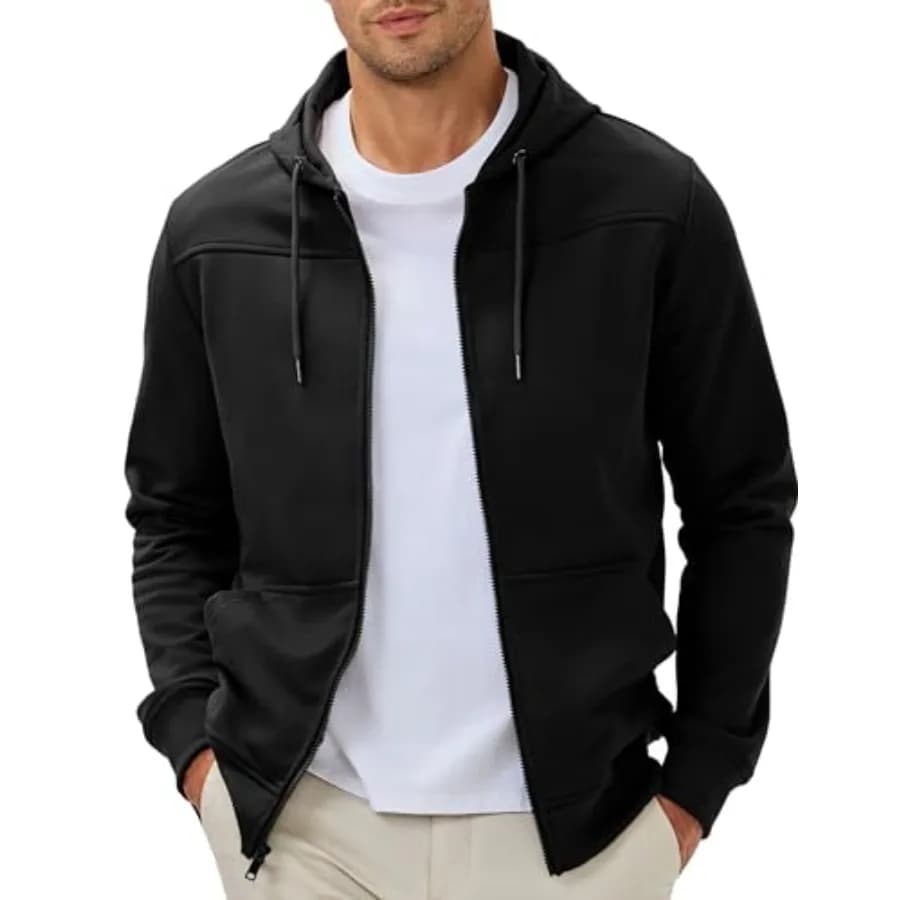 JMIERR Felpa con cappuccio da uomo con zip, giacca casual con cappuccio e coulisse, con tasche, felpa da allenamento e da escursionismo