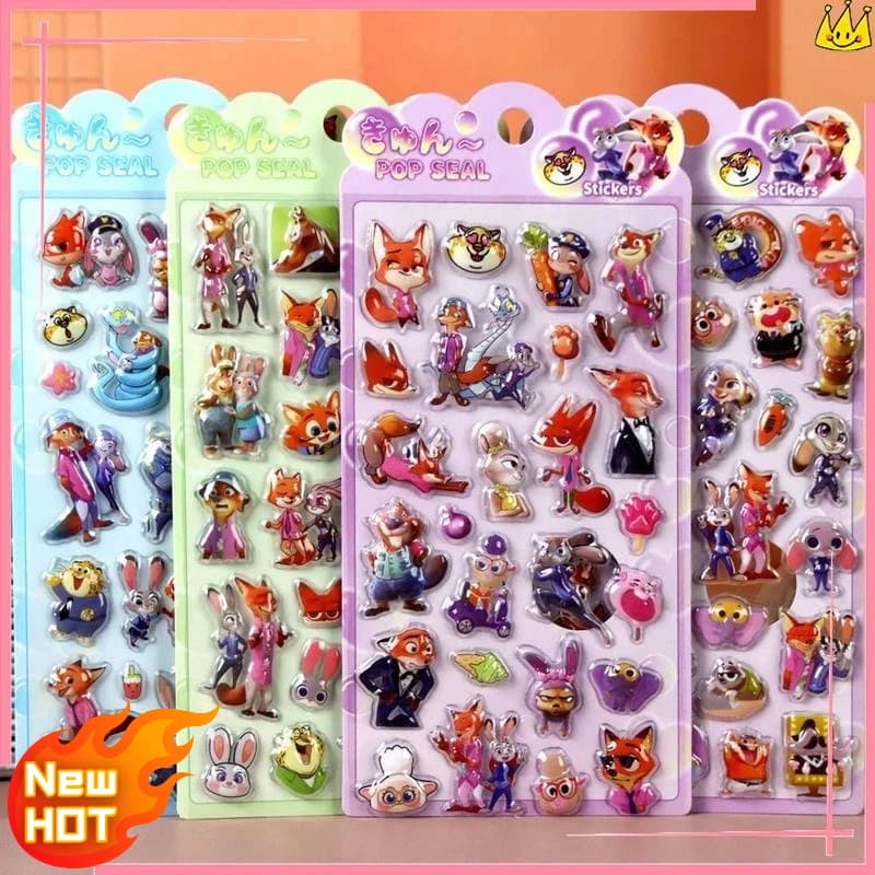 Simpatico cartone animato Divertimento Adesivi 3D Pazzo Zootopia 3D Adesivo in rilievo cavo Decora bottiglie d'acqua Notebook Creazione di carte Decor Regali