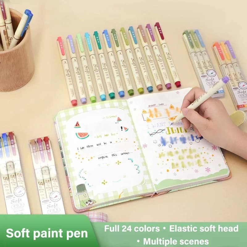 Nuovo colorato punta per penna in metallo pennello per calligrafia gancio penna per pittura morbida impermeabile per materiale scolastico di cancelleria per bambini studenti