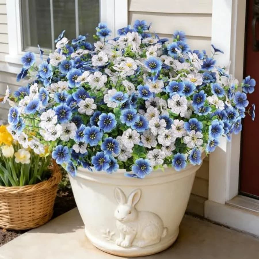 16 mazzi di fiori artificiali per esterni, fiori finti realistici in seta per esterni, piante finte che non sbiadiscono per fioriere da esterno, W