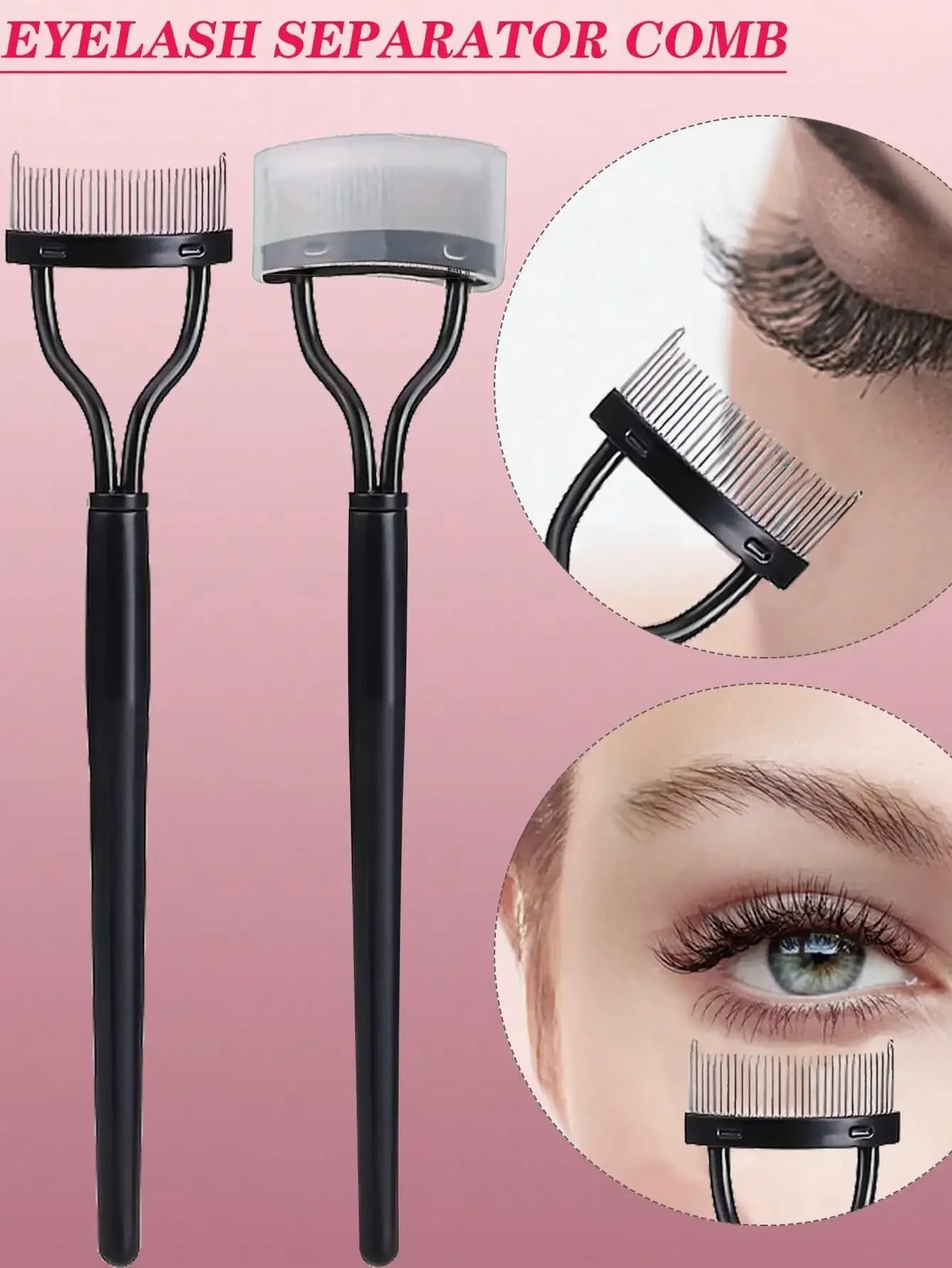 Set di Strumenti per Trucco Occhi con Spazzola per Sopracciglia in Acciaio e Separatore per Ciglia, Strumento per Applicazione Extension Ciglia, Set Ipoallergenico per Donne