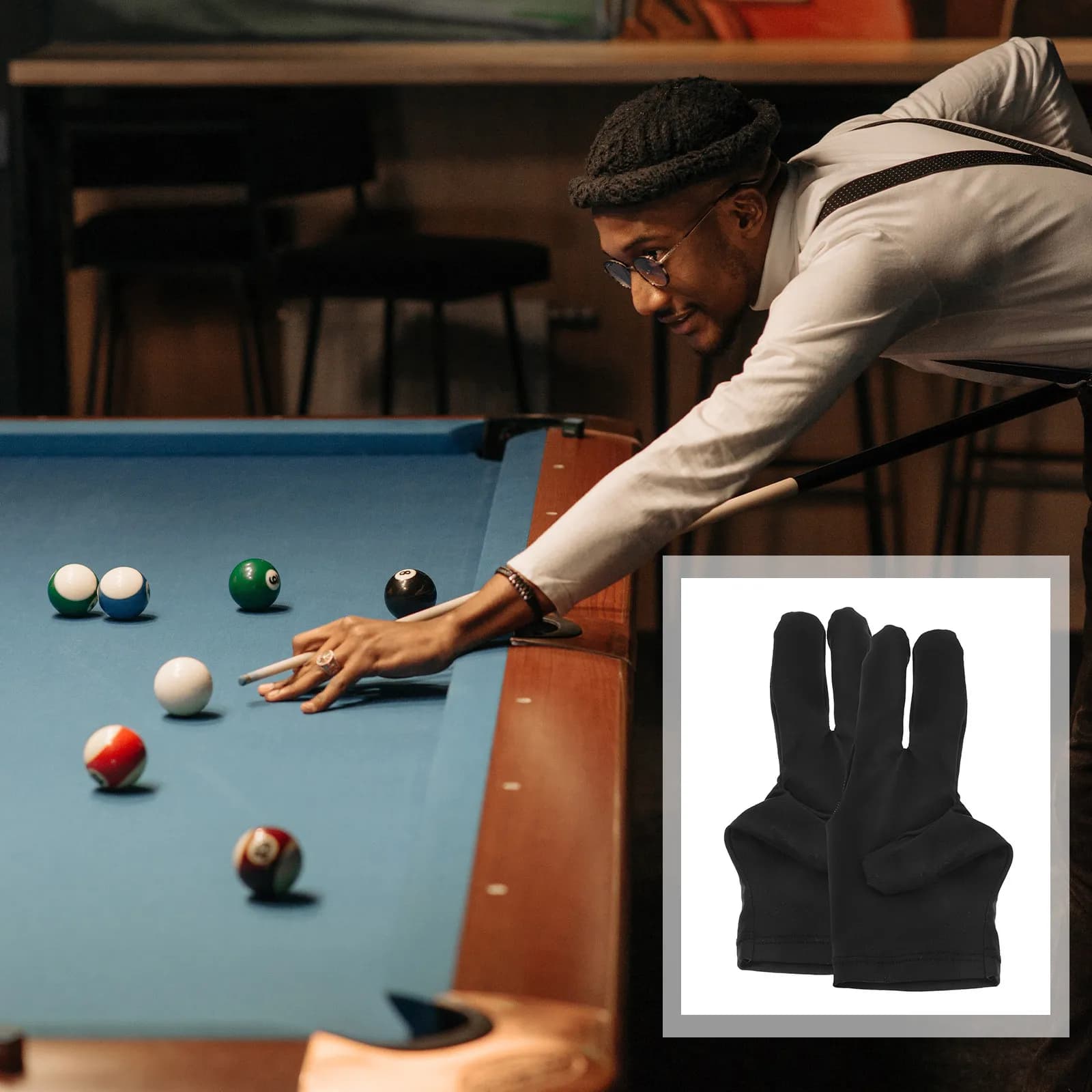 Guanto da Biliardo a Tre Dita (12 Pezzi) con Polso Elastico Regolabile, Unisex, per Stecca da Biliardo e Tiro a Snooker