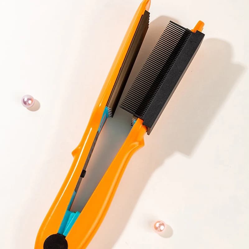 Piastra per capelli tipo V in fibra di carbonio, pettine, spazzola per parrucchiere, strumento per clip per styling da barbiere per stecca elettrica