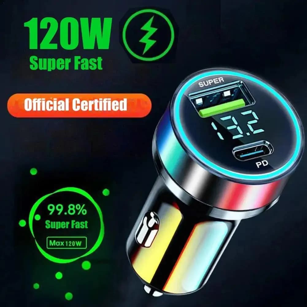 PD 20W Car Charger Adapter Super Fast Type C USB 120W Portable for IPhone 14 Pro Max 13 12 11 IPad Airpods OnePlus