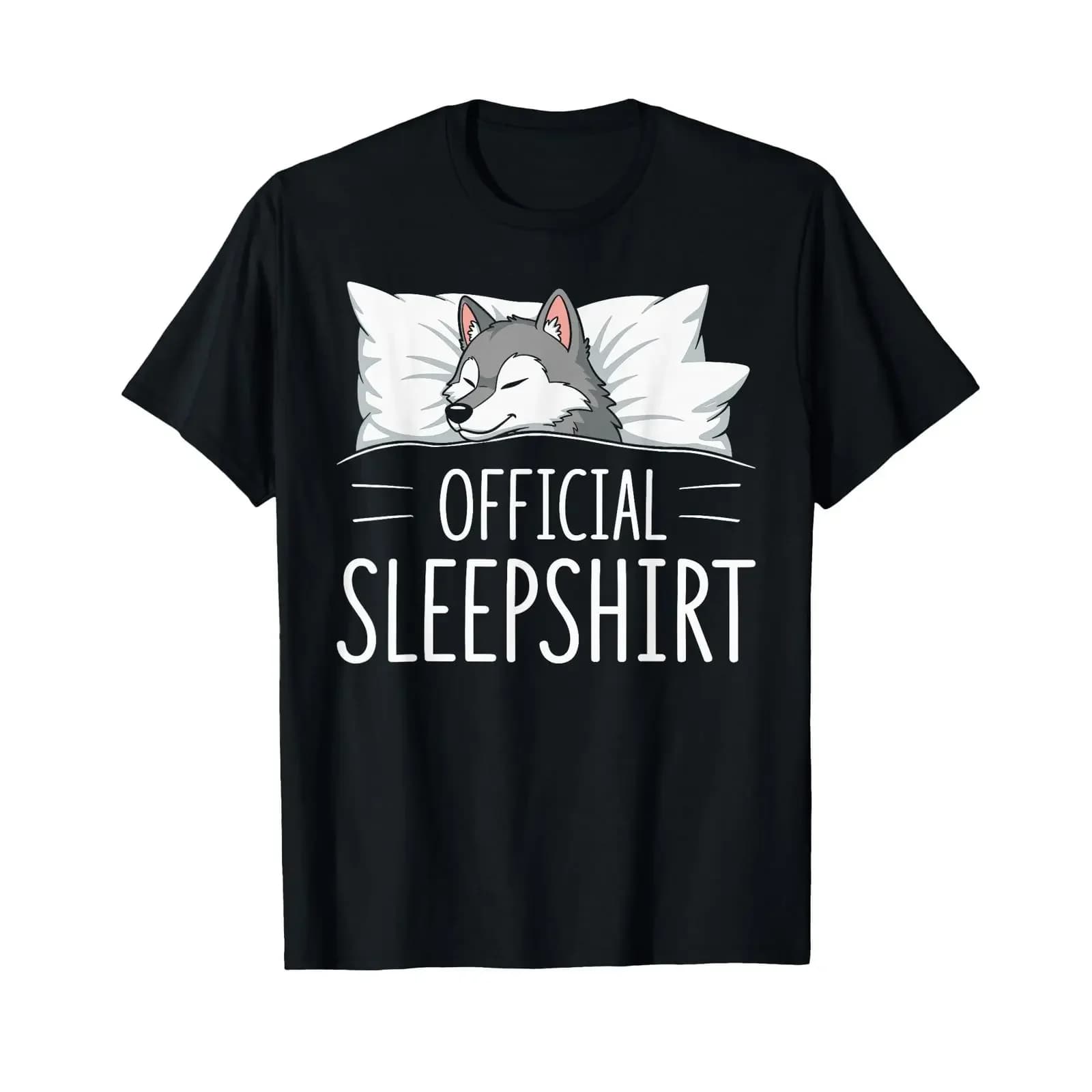 Official Sleepshirt Sleeping Wolf Lovers Pajama T Shirt vintage Washed graphic designer clothes Stylish Casual Comfortable