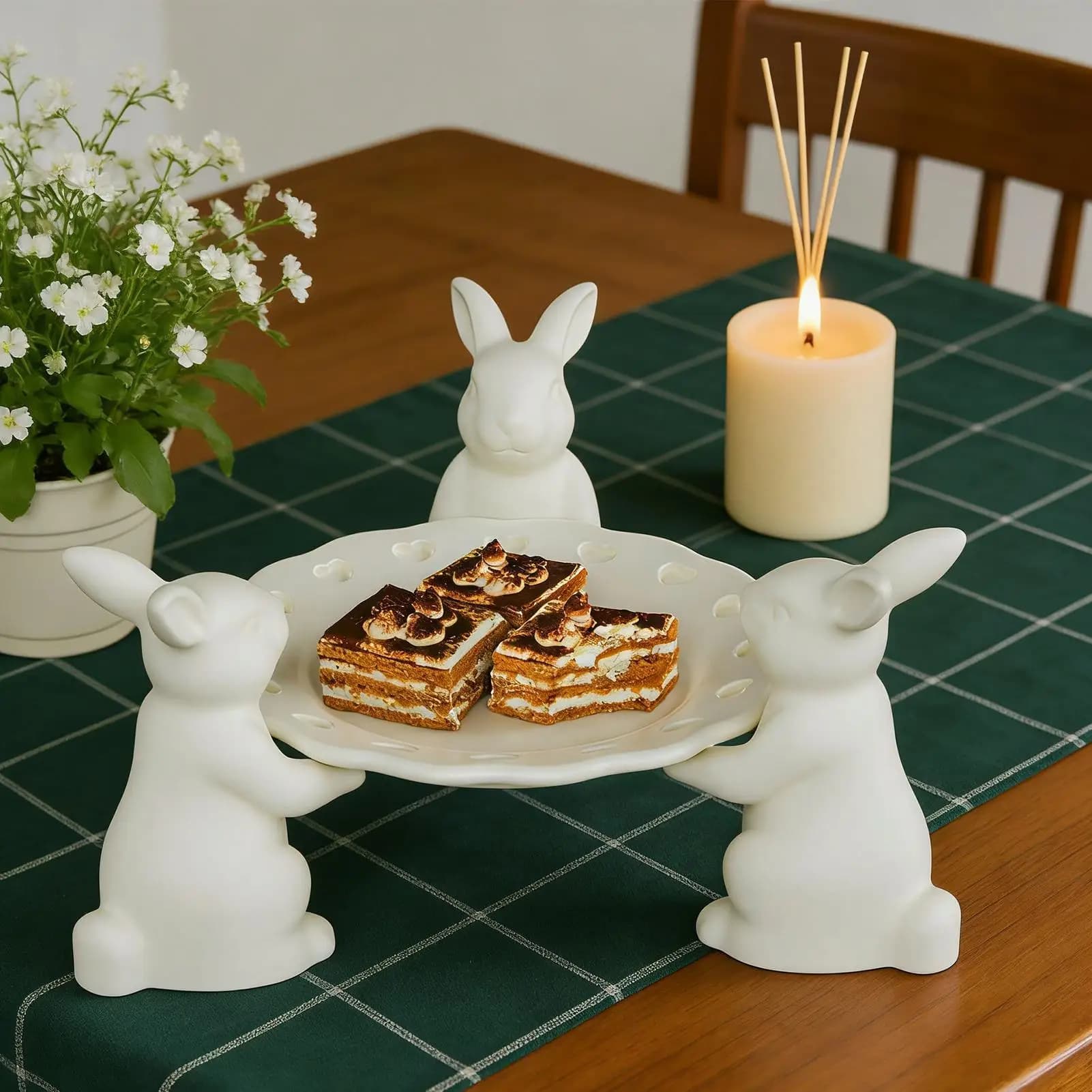 Rabbit Tray Candle Silicone Mold DIY Rabbit Egg Crafts Gypsum Resin Handmade Soap Mould Easter Gift Home Decoration
