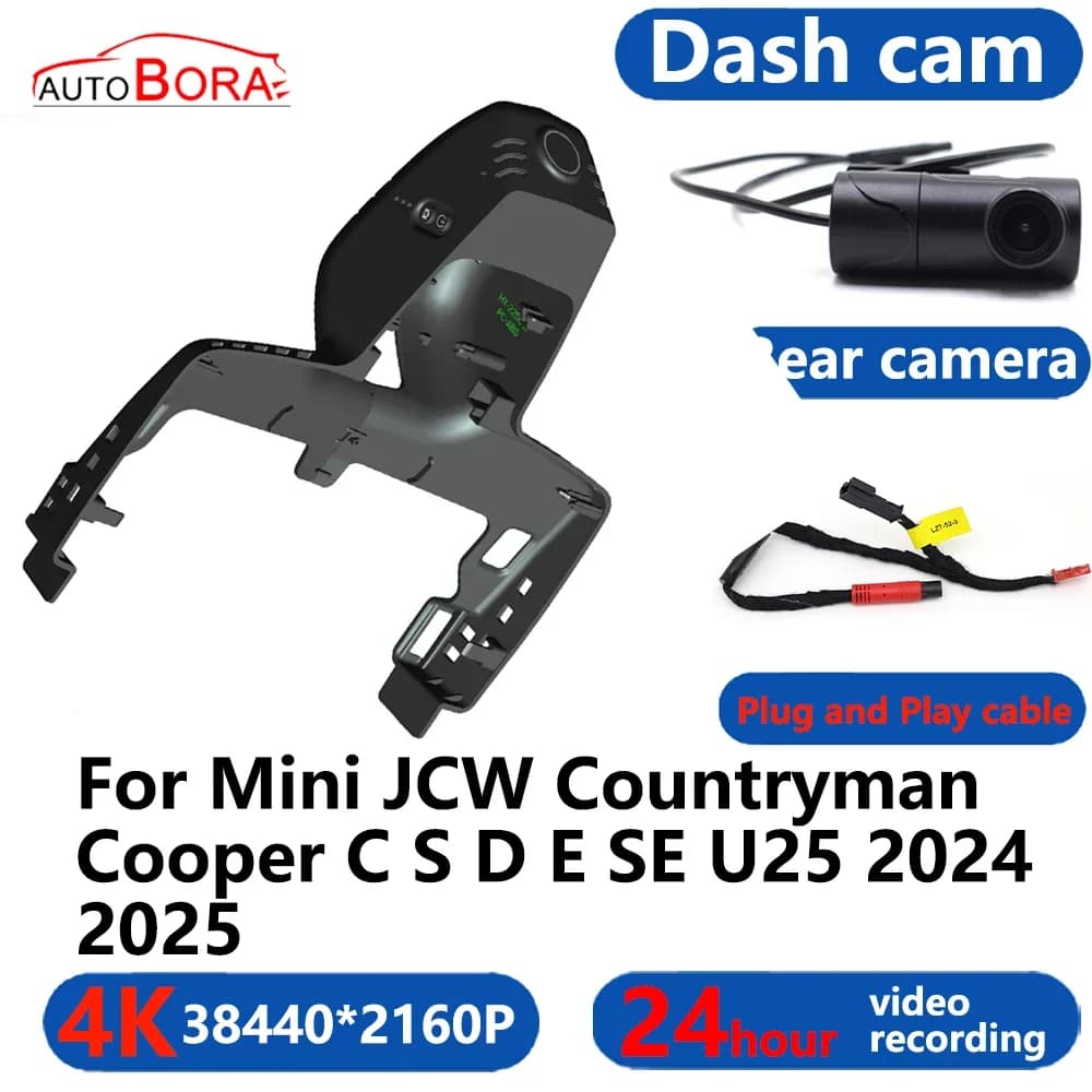 4K Wifi 3840*2160 Car Camera Dash Cam 24 Hour Video for Mini JCW Countryman Cooper CDEF SE U25 2024 2025