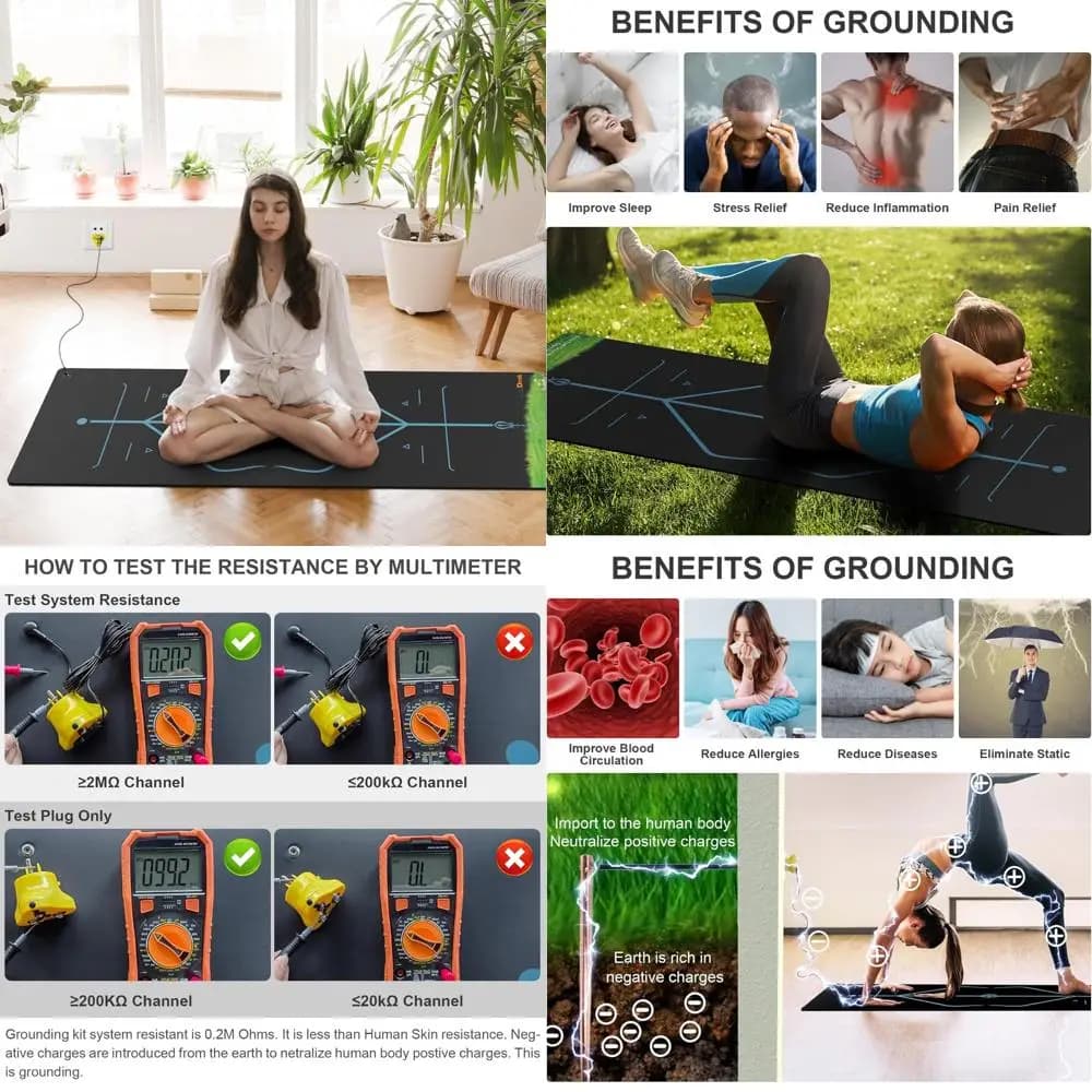 Yoga Mat for Physical Therapy 72x24 inches - Sleep Mat with Grounding for Exercises and Training, Anti-slip, Anxiety Reduction, Improved Healing