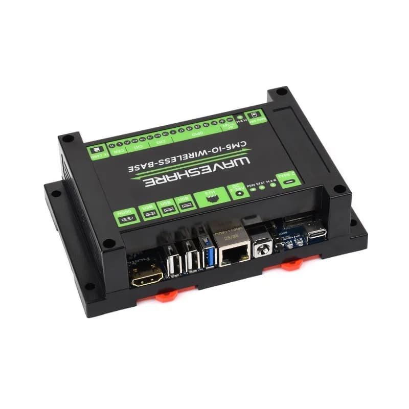 Waveshare CM5-IO-WIRELESS-BASE,Industrial IoT Wireless Expansion Board For Raspberry Pi CM5,4G/5G/LoRa Expansion Board, Gigabit