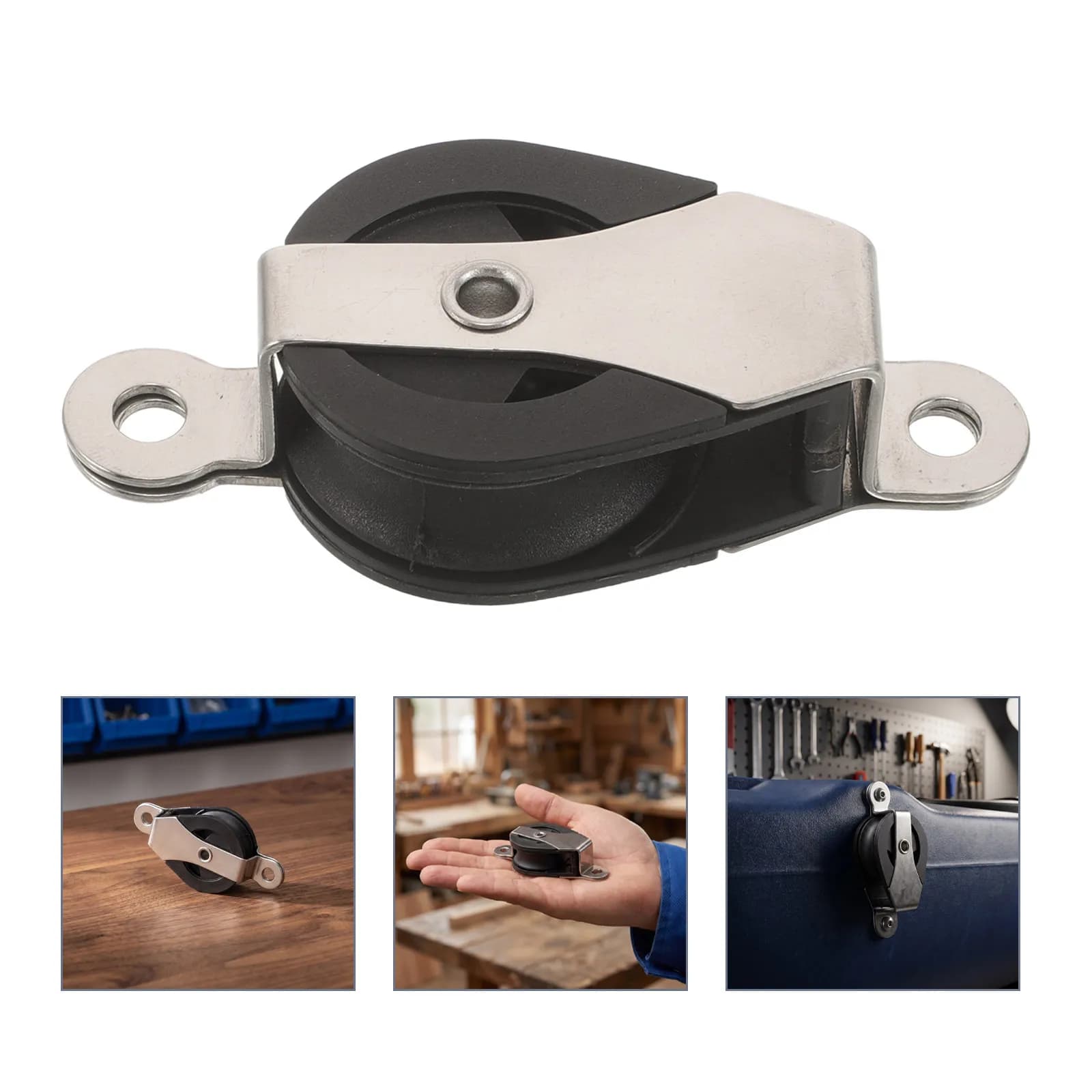 Stainless Steel Pulley Block Nylon Wheel Marine Grade Corrosion Resistant Rope Pulley Sailing Boating Kayak Anchor Trolley
