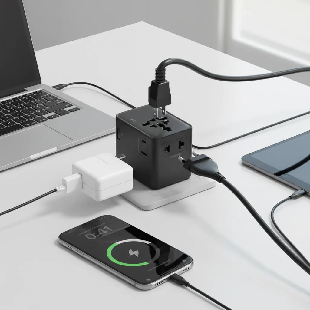 Custom Logo Multi-Nation Use GaN 35W Worldwide Charger Power Adaptor Universal Travel Adapter Plug Socket