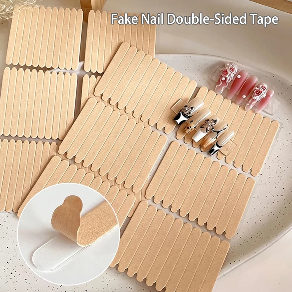 60/66pcs Fake Nail Double-Sided Tape Stickers Strong Adhesive Glue Tape for Press-On Nail Tips Manicure Practice & Nail Art Show