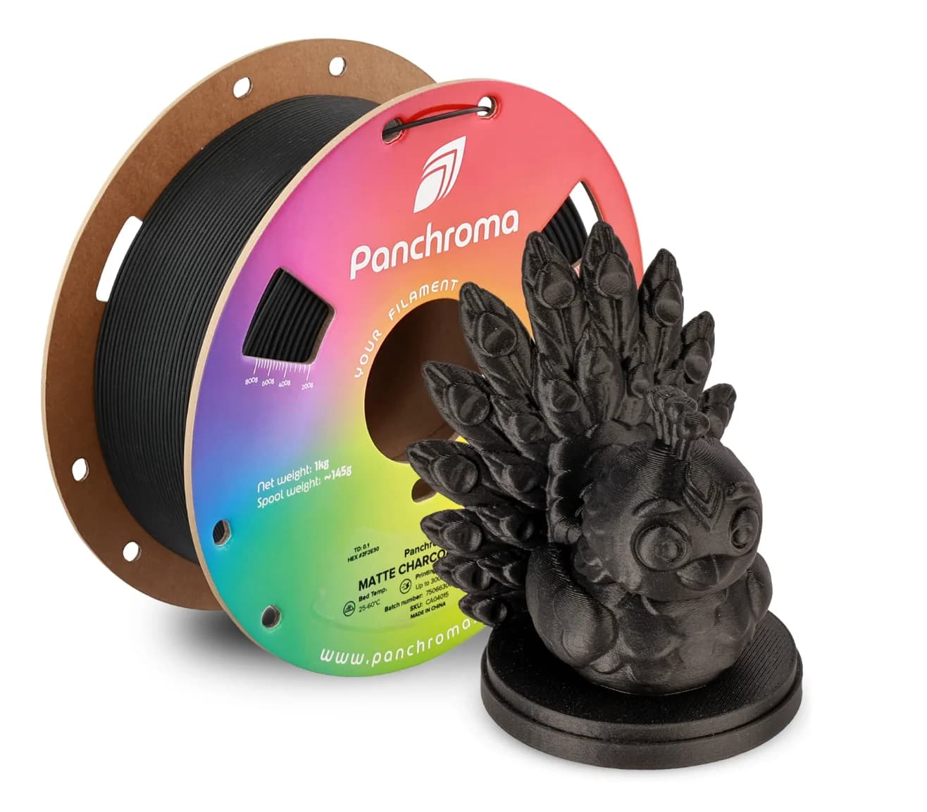 Filament PLA, Black Carbon 1.75mm 1kg for 3D Printing, Previously Polyterra Opaco, Compatible with Most 3D FDM Printers, 1kg Coil