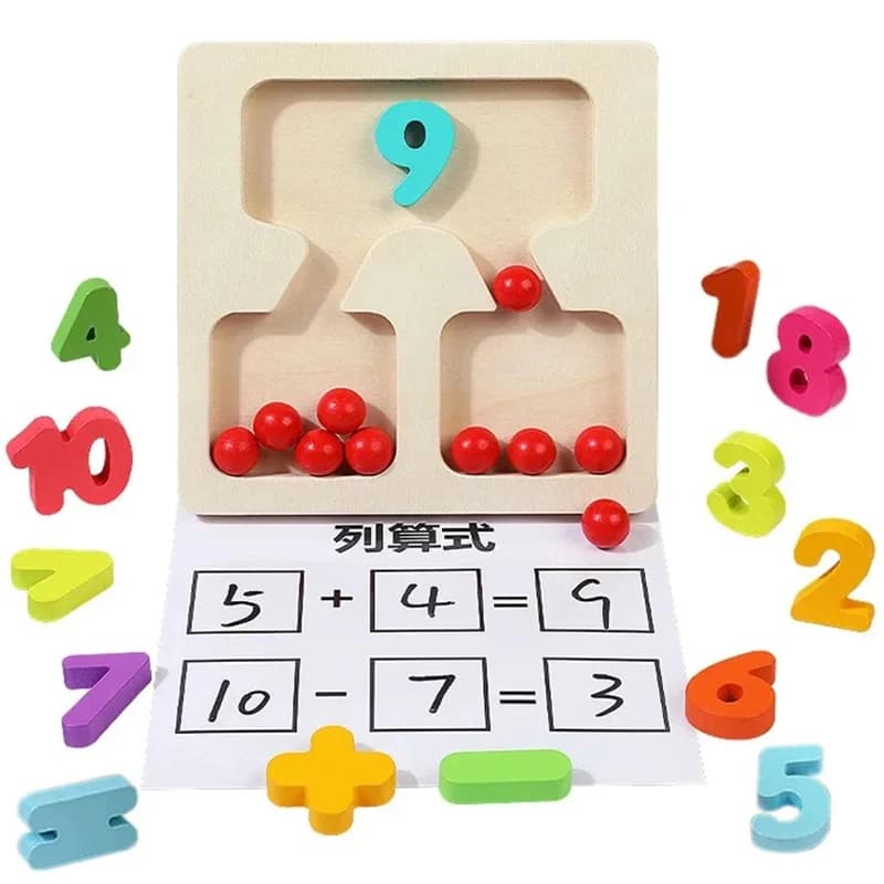 Montessori Matematica Giocattolo di Legno Addizione Sottrazione Sussidi Didattici Apprendimento In Età Prescolare Giocattolo Educativo Perline di Colore Tabellone di Ordinamento Per I Bambini