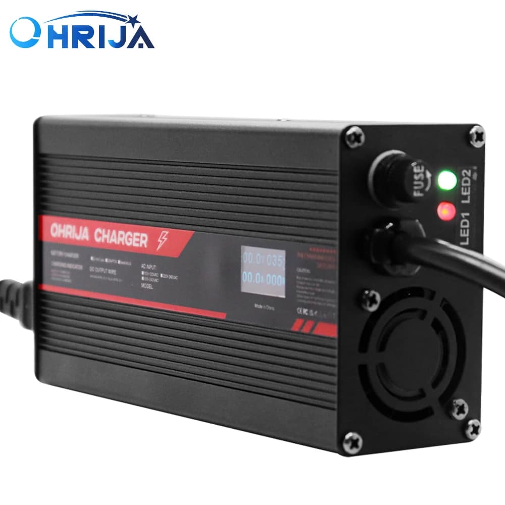 43.8V 10A Charger Smart Aluminum Case Is Suitable For 12S 38.4V LCD Dispay LiFePO4 Battery OLED Display Fast Charger OHRIJA