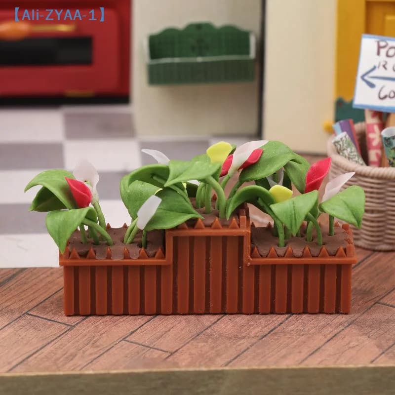 Miniatura di Calla in Vaso, Ornamento per Casa delle Bambole 1/12, Modello di Bonsai Floreale, Decorazione per Micro Giardino【ZYAA-1】