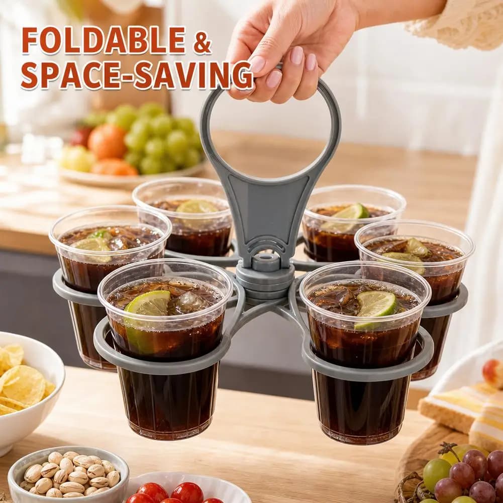 6Slot Drink Holder Folding Beverage Tray Foldable Cup Carrier For Party Wine & Coffee Cup Creative Tote Rack Reusable Cup Holder