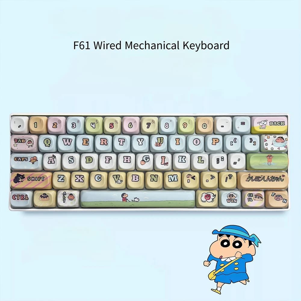 Tastiera Meccanica Crayon Shin-Chan 61 Tasti, Retroilluminazione RGB, Switch Rosso/Blu Hot Swap, Tastiera da Gaming con Design Cartoonesco per PC e Laptop