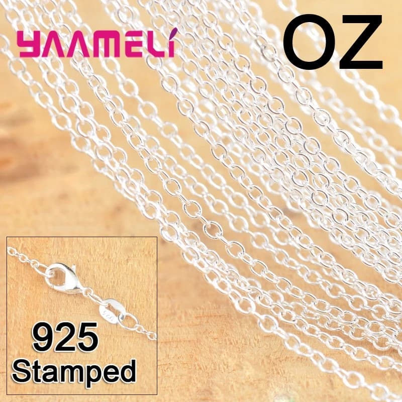 50 pezzi Stock spedizione gratuita veloce argento Sterling 925 collegamento gioielli catene Rolo collana con fermagli aragosta per ciondolo gioielli fai da te