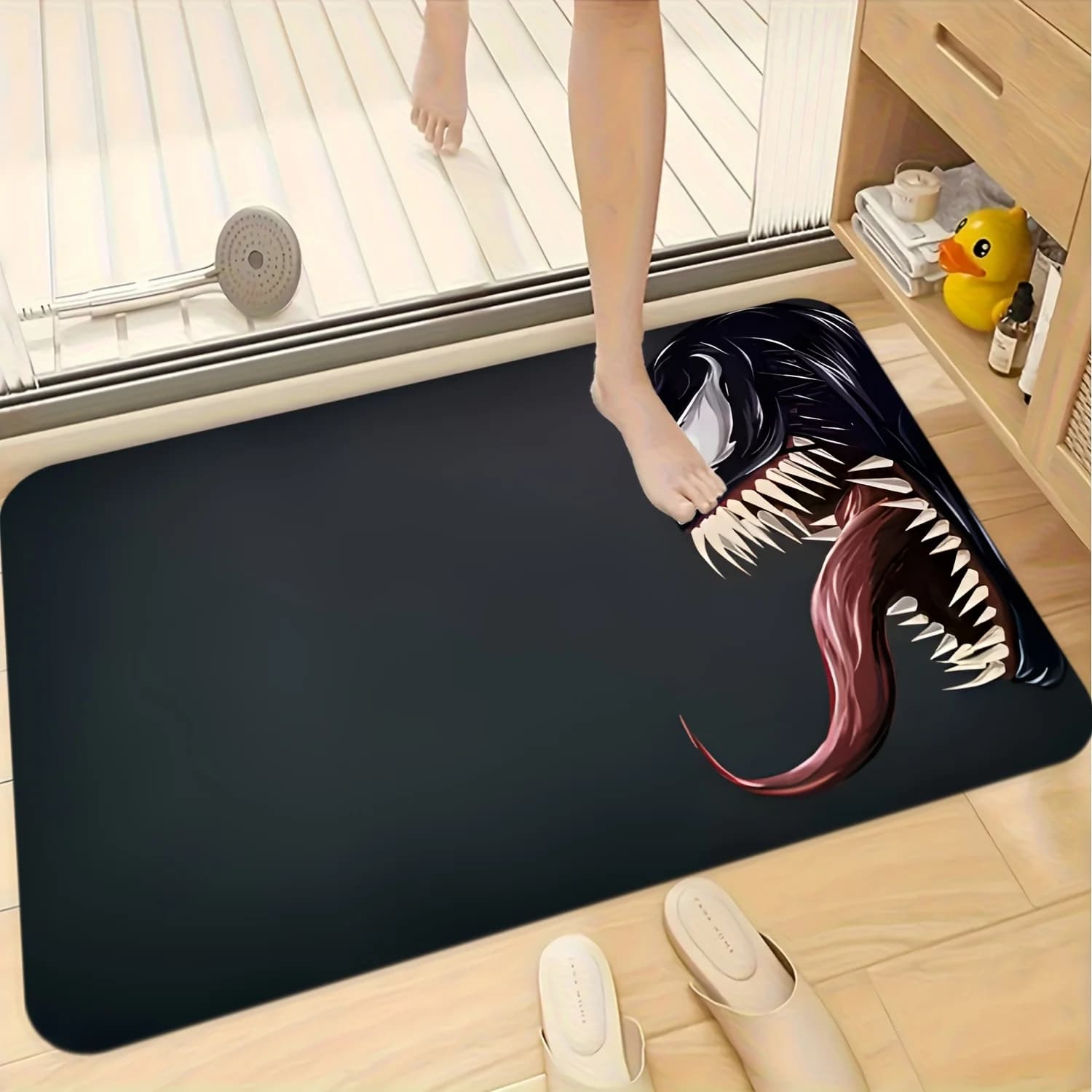 1 tappetino stampato a tema Marvel Venom, tappeto rettangolare in flanella lavabile in lavatrice, tappetino decorativo per porta, tappetino da cucina, tappetino da esterno M