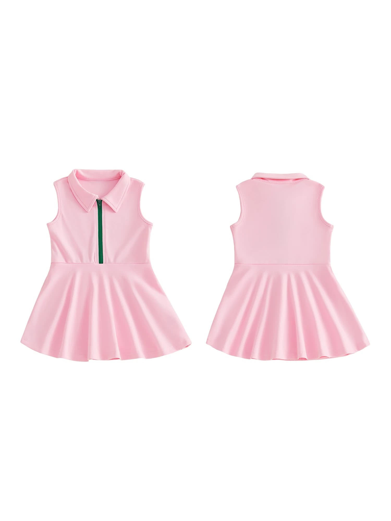 Vestito da tennis senza maniche per ragazze, alla moda estiva, con mezza zip e colletto, abbigliamento sportivo per giornate estive attive