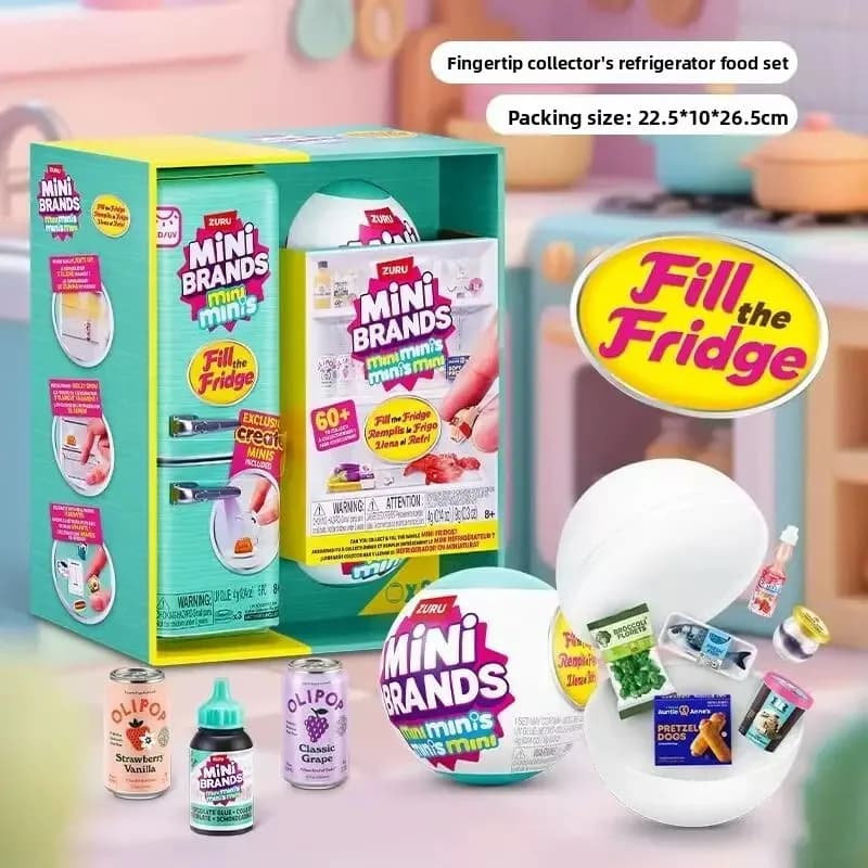 Mini Brands Fill The Fridge Blind Box Miniature Food Collectible Toys Mini Refrigerator Playset Kids Birthday Gift