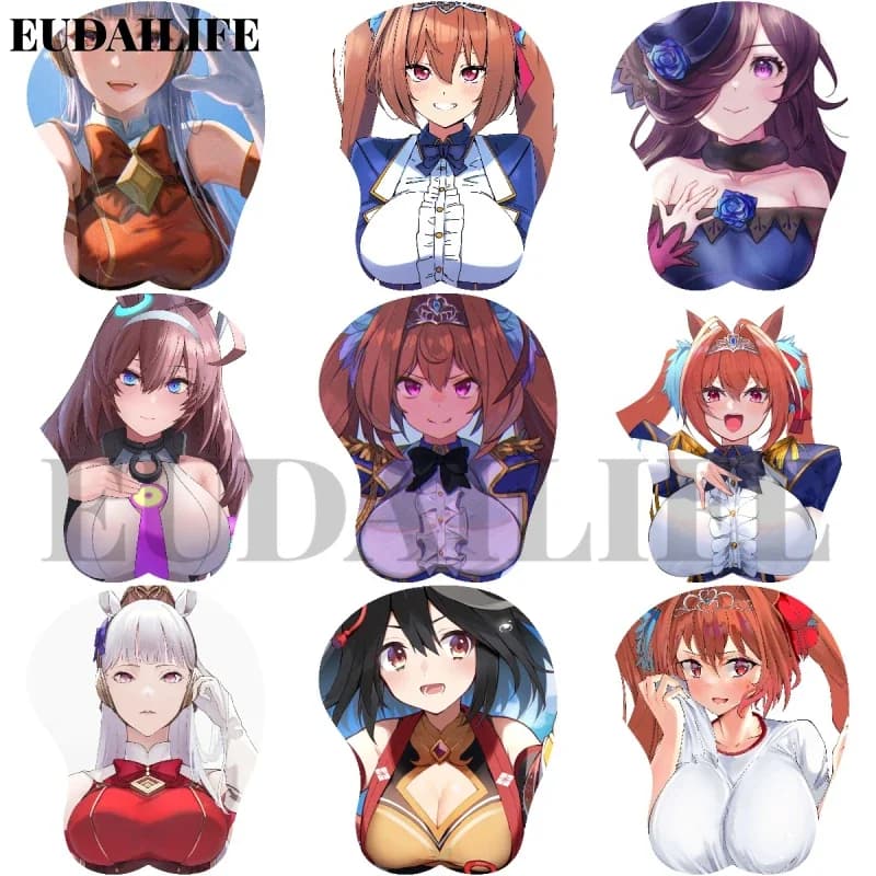 Umamusume Pretty Derby Scarlet 3D Poggiapolsi a mano Tappetino per mouse Tappetino per mouse Seno in silicone Oppai Tappetino per mouse morbido Lavoro d'ufficio Otaku