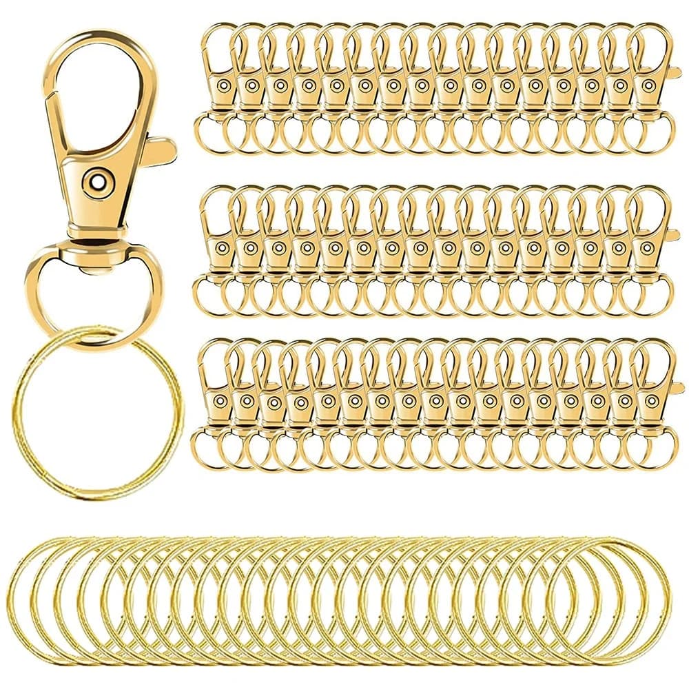 50 Pezzi Gancio Portachiavi con Anello Portachiavi, Moschettone Girevole in Metallo per Clip Portachiavi, Cordino, Creazione di Gioielli e Artigianato