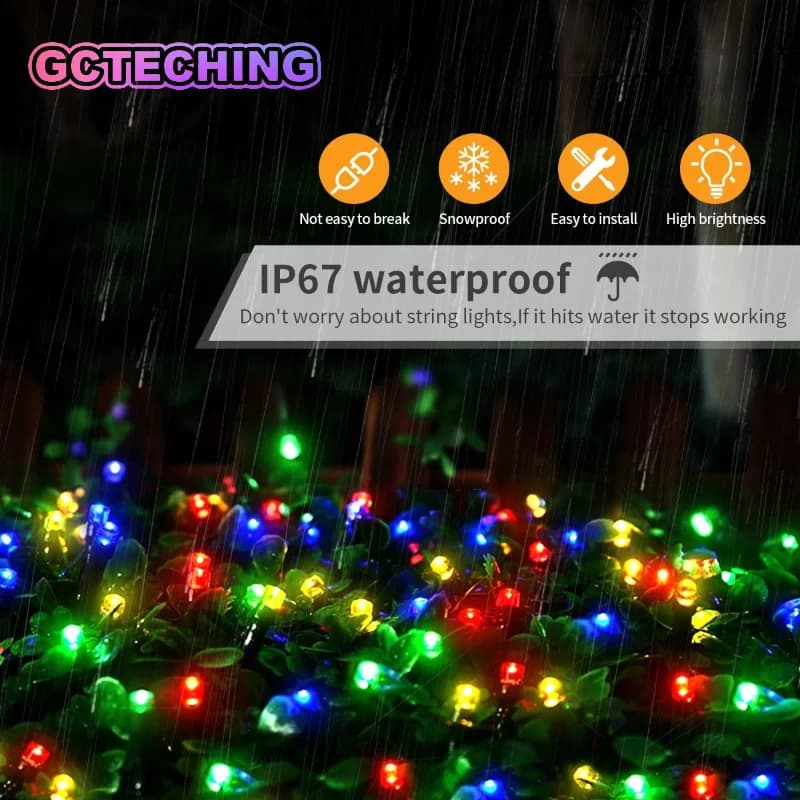 100cM Outdoor Solar String Fairy Light Waterproof Garland Large Solar Panel Fast Charge Lamp for Christmas Party Garden Decor