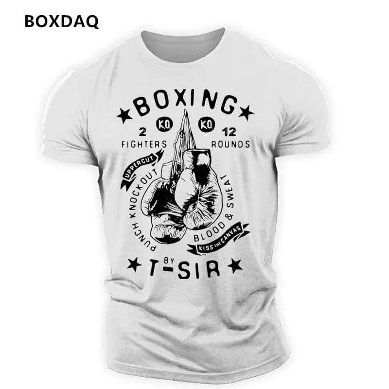 Men's Boxing Training Pattern T-Shirts Summer Short Sleeve 3D Print Gym Workout Sports Casual Tops 6XL Plus Size Tee