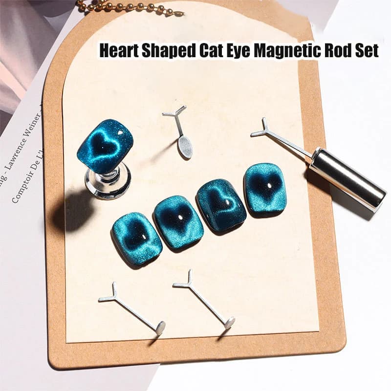 Magnete per occhi di gatto a forma di cuore Set di magneti per unghie Cat Eye a forma di Y Magnete con motivo d'amore adatto per strumenti magnetici per lucidatura del gel fai-da-te