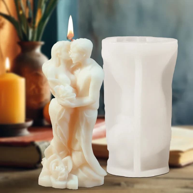 DIY Loved Couple Candle Silicone Mold 3D Kissing and embracing Lovers Sculpture Gypsum Candle Mould Valentine's Day Decor Gifts