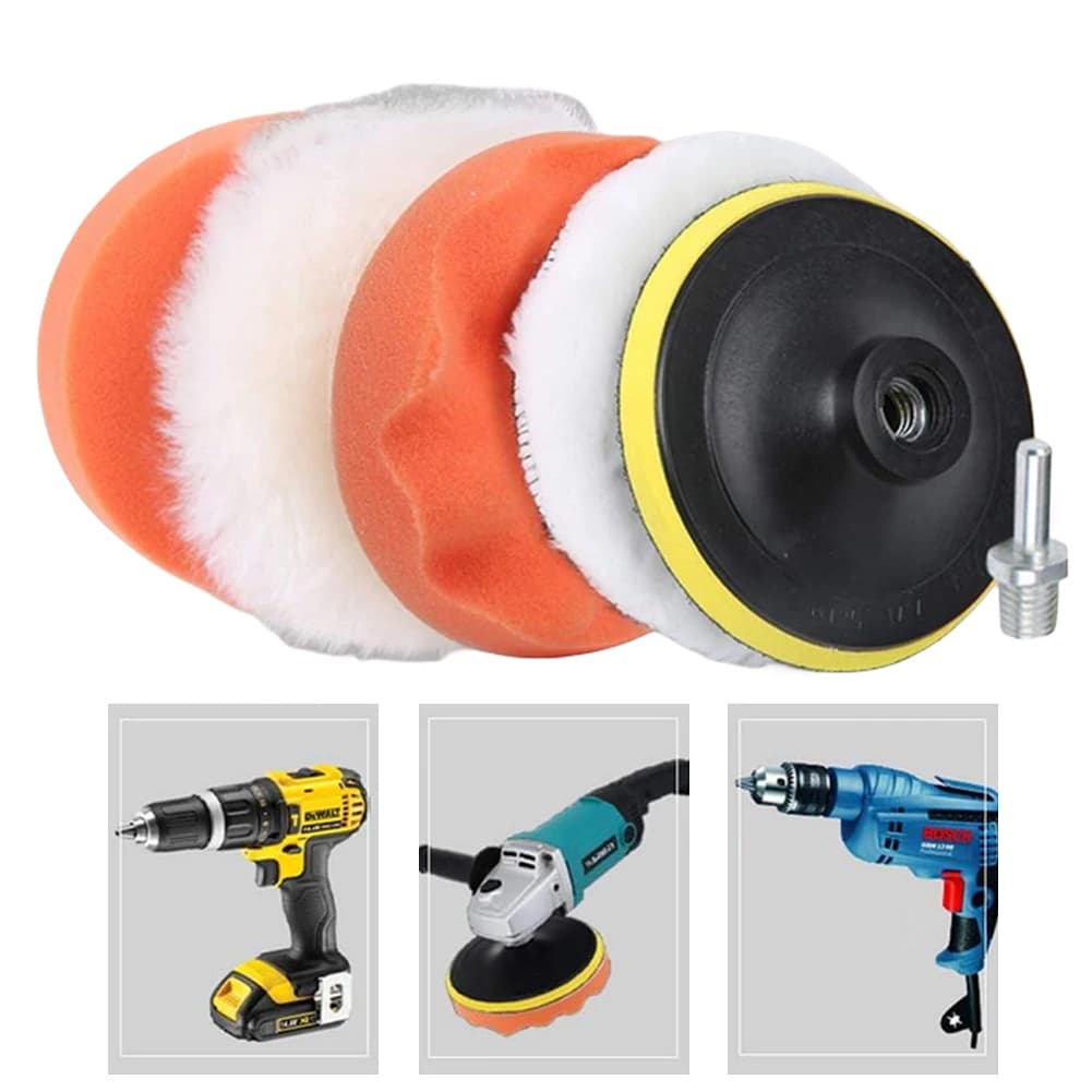 3/4/5 Inch Car Polishing Buffer Pad Sponge Kit Reusable Buffing Polishing Machine Wax Pads Drill Wheel Polisher